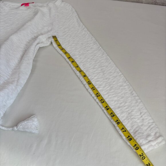 Lilly Pulitzer Jody Sweater Lightweight Textured Tassels White Large - Picture 11 of 11